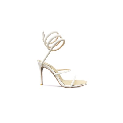 RENÉ CAOVILLA CLEO METALLIC WHITE SANDAL 105 C12351 RENÉ CAOVILLA CLEO METALLIC WHITE SANDAL 105 C12351